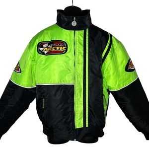 Vtg 90s Arctic Cat Snowmobile Jacket Size L 2-in-1 Men's Team Zip Out Articwear